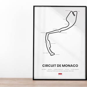 Monaco Grand Prix Formule 1 Racing Track Map Print, Formule 1 Wall Art Unframed Poster, Schumacher Fan Gift, Circuit de Monaco, Wall Decor