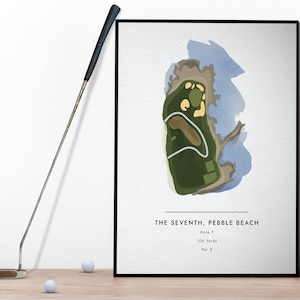 The Seventh at Pebble Beach Hole Art Print | Gift For Golfer | Golf Art | Gift for Dad | Golf Gifts For Men | Golf Art | Golfer