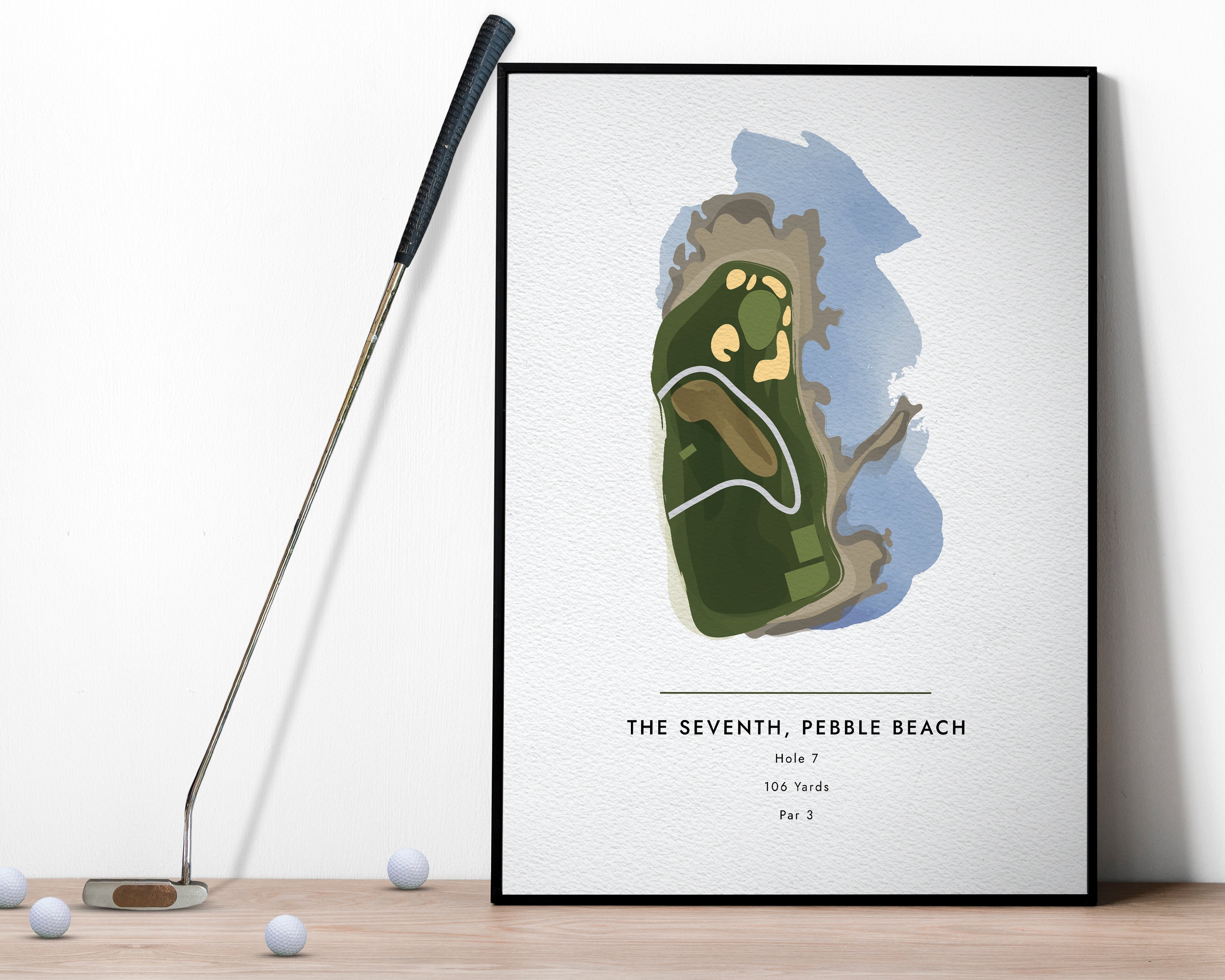 The Seventh at Pebble Beach Hole Art Print | Gift For Golfer | Golf Art | Gift for Dad | Golf Gifts For Men | Golf Art | Golfer