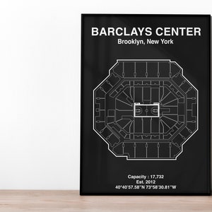 Barclays Center NBA Poster | NBA Print | Brooklyn Nets | Basketball Art | NBA Gift | Gift for basketball fan