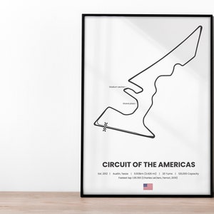 Usa Grand Prix Formel 1 Rennbahn Karte Drucken, Formel 1 Druck Wandkunst, F1 Racing Geschenk, F1 Circuit of the Americas