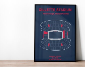 New England Patriots Gillette Stadium NFL Poster | NFL Print | American Football Art | NFL Gift | Gift for football fan