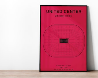 Chicago Bulls United Center NBA Poster / NBA Print / Michael Jordan / Basketball Art / NBA Gift / Regalo per gli appassionati di basket