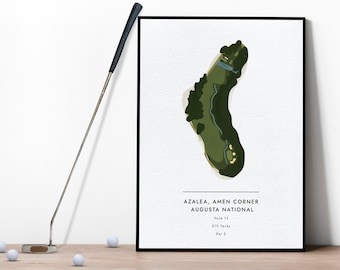 The Azalea Hole 13th Hole Golf Unframed Art Print, Augusta National, Gift for Golfer, Office Wall Art, Gift, for Dad, Digital Giclée Print