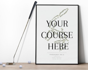 Custom Golf Course Map Art Print, Giclée Watercolor Style (Digital File Option)