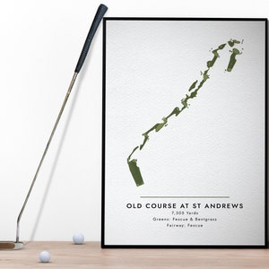 The Old Course at St Andrews Golf Course Karte Poster Kunstdruck, Golf Liebhaber Geschenk, Geschenk für Golfer, Digitale Giclée Wandkunst, Black Friday Sale