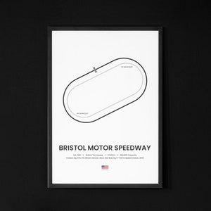 Bristol Motor Speedway NASCAR Racetrack Unframed Poster Wall Art, NASCAR Wall Art, Nascar Circuit Map, Car Lover Gift, Giclée Print Wall Art