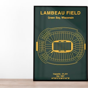 Greenbay Packers Lambeau Field NFL Poster | NFL Print | American Football Art | NFL Gift | Gift for football fan