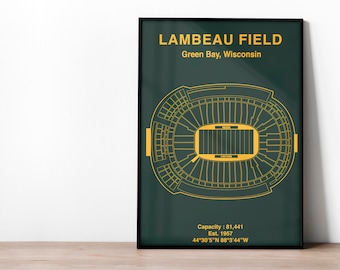 Greenbay Packers Lambeau Field NFL Poster | NFL Print | American Football Art | NFL Gift | Gift for football fan