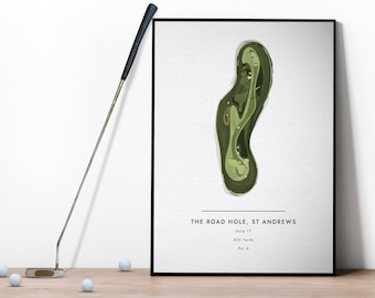 St Andrews Road Hole Golf Art Print, Scotland Watercolor Style (Digital File)