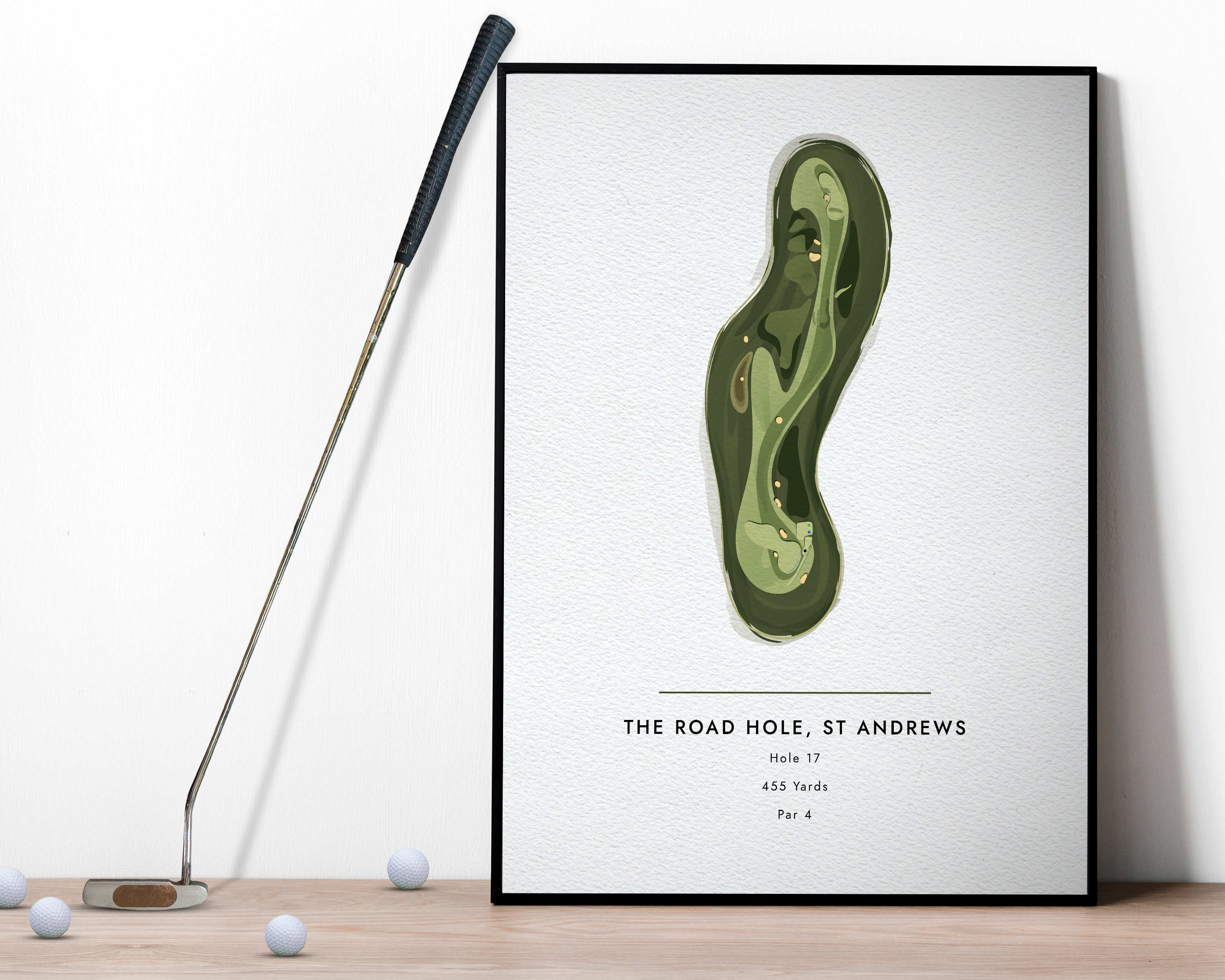 St Andrews Road Hole Golf Art Print, Scotland Watercolor Style