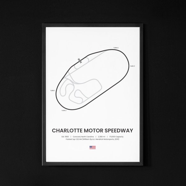 Charlotte Motor Speedway NASCAR Rennbahn Ungerahmt Digitale Kunst Poster, Büro Wandkunst, Auto Liebhaber Geschenk, Racing Fan Geschenk, Geburtstag Geschenkidee