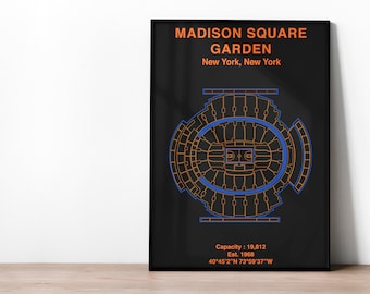 Madison Square Garden NBA Poster | NBA Print | New York Knicks | Basketball Art | NBA Gift | Gift for basketball fan