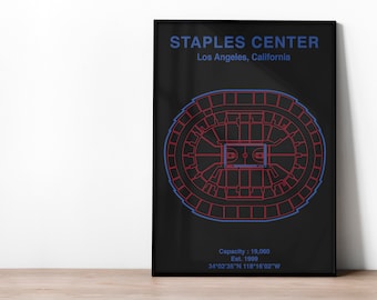 Los Angeles Clippers Staple Center NBA Poster | NBA Print | Basketball Art | NBA Gift | Gift for basketball fan