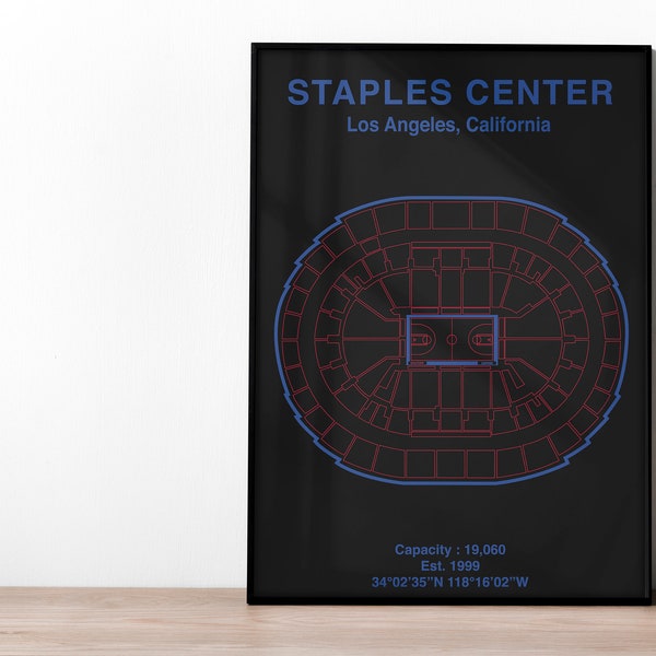 Los Angeles Clippers Staple Center NBA Poster | NBA Print | Art du basketball | NBA Gift | Cadeau pour fan de basketball
