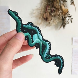 Blue Little Dragon Sticker | Rain Storm Dragon | Dragon Art Matte Sticker | Black Background Sticker | Fantasy Sticker | Vinyl Weatherproof