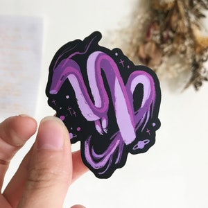 Purple Little Dragon Sticker | Space Dragon | Dragon Art Matte Sticker | Black Background Sticker | Fantasy Sticker | Vinyl Weatherproof