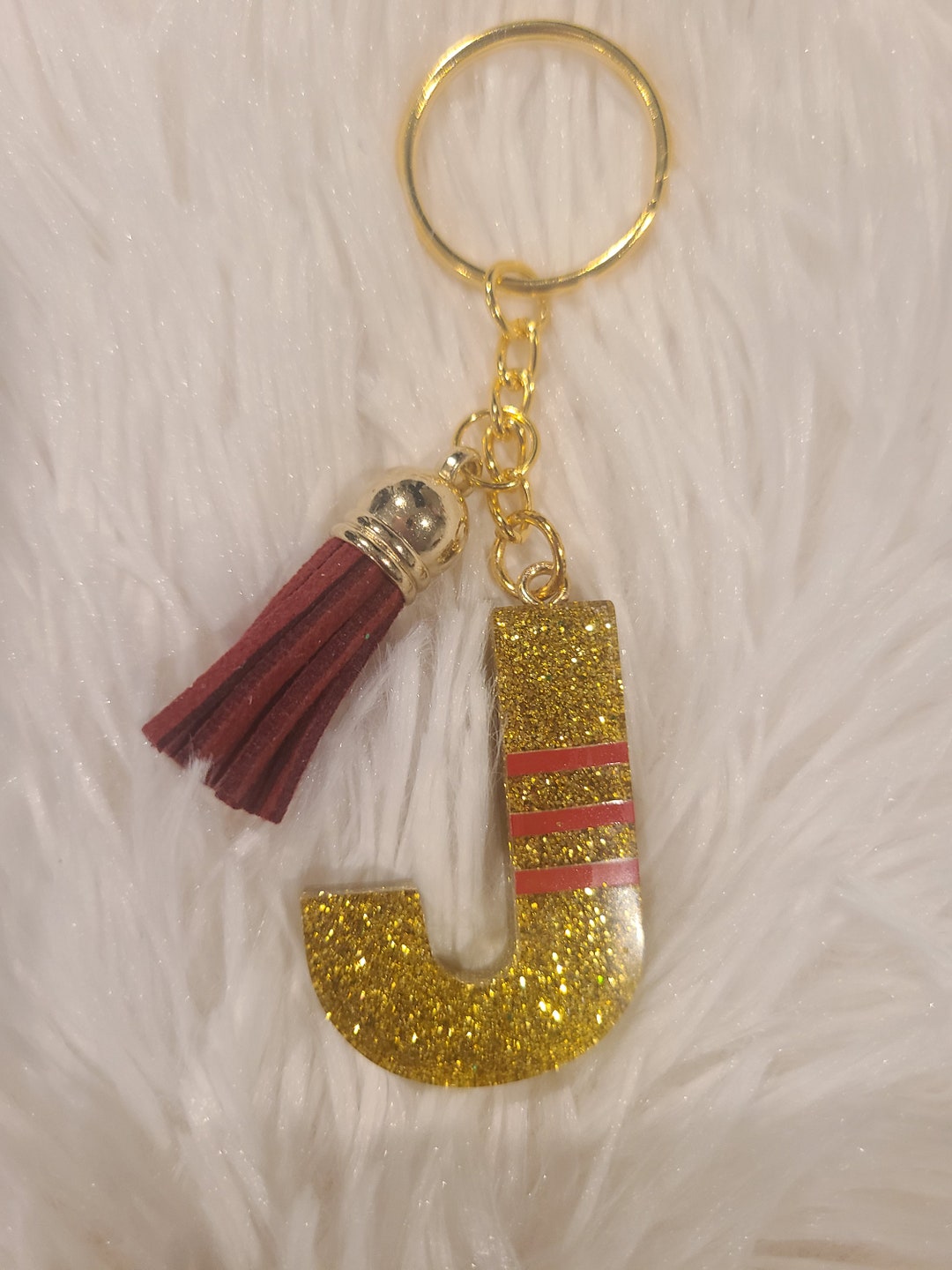 Custom Vietnam Glitter Resin Initials Keychain Etsy