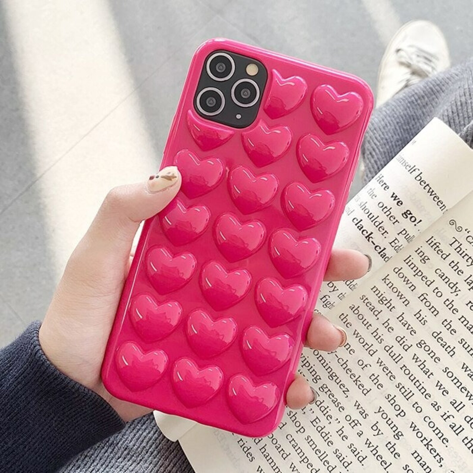 3D Love Heart Phone Case Cute Phone Case Aesthetic Phone Etsy