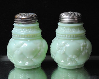 Antique EAPG Northwood Quilted Pholox Pattern Salt & Pepper Shakers