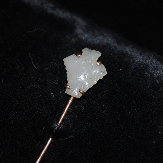 Antique 14k Chipped White Quartz Arrowhead Stick … - image 2