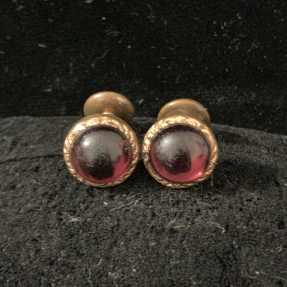 Antique Gold-plated Double-sided Amethyst Glass C… - image 1