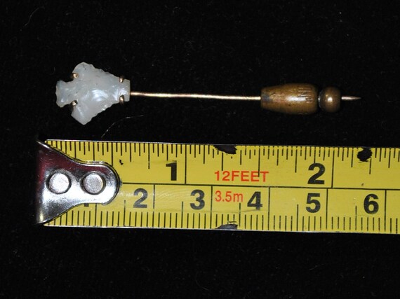 Antique 14k Chipped White Quartz Arrowhead Stick … - image 9