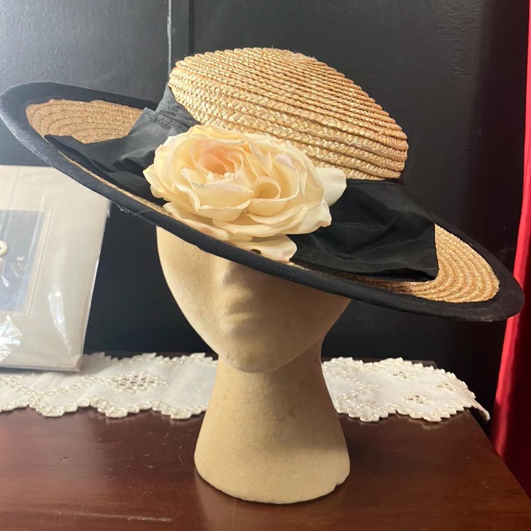 Wide Brim Black Hat Roses - Etsy display picture 1