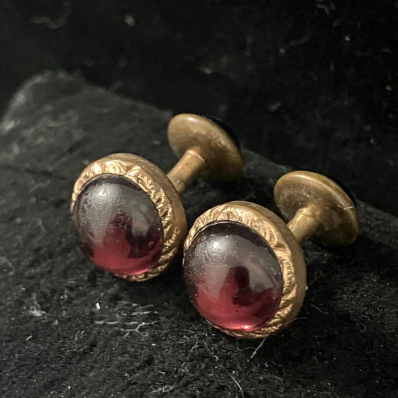 Antique Gold-plated Double-sided Amethyst Glass C… - image 2