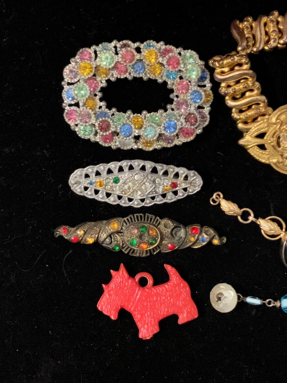Damaged Antique & Vintage Jewelry Lot Brooches, C… - image 3