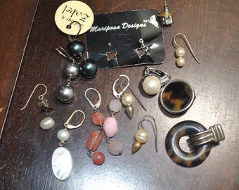 Lote de pendientes individuales variados de plata de ley/plata con cuentas.
