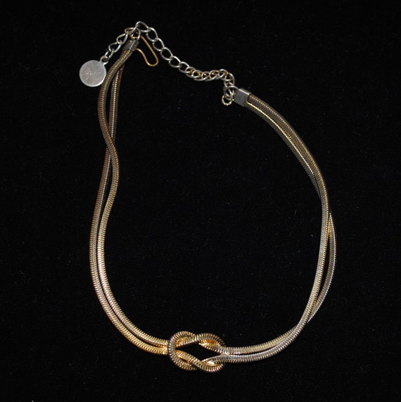 Vintage Gold-tone Snake Chain Choker Necklace wit… - image 2