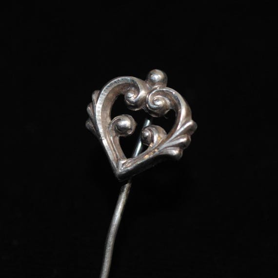 Vintage Hat Pin Silver Tone Heart Scrollwork Vintage Hat Pin Silver Tone Heart Scrollwork | eBay main image 4