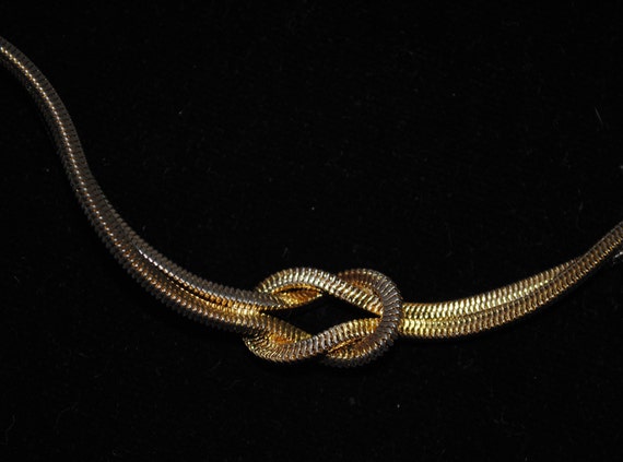 Vintage Gold-tone Snake Chain Choker Necklace wit… - image 5