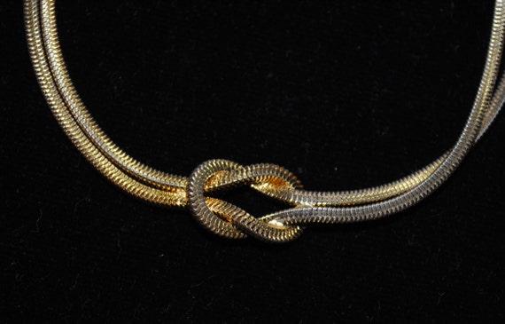 Vintage Gold-tone Snake Chain Choker Necklace wit… - image 3