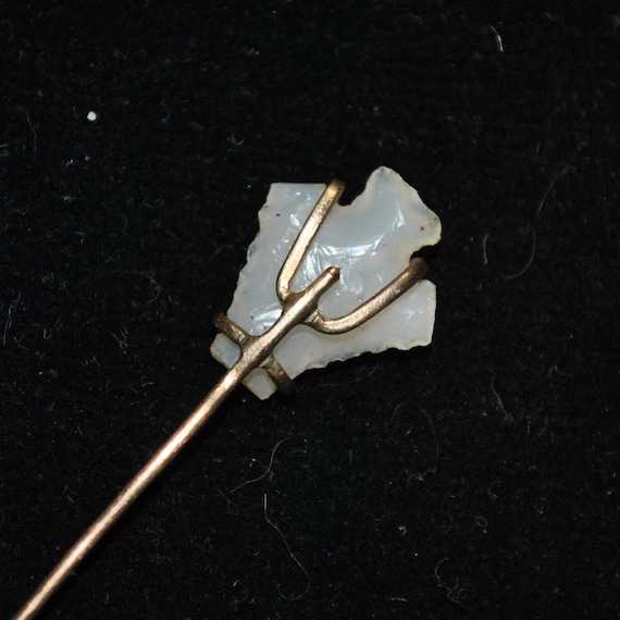 Antique 14k Chipped White Quartz Arrowhead Stick … - image 4