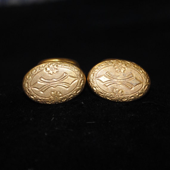 Antique Engraved Gold-plated Victorian Cufflinks w