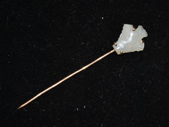 Antique 14k Chipped White Quartz Arrowhead Stick … - image 6