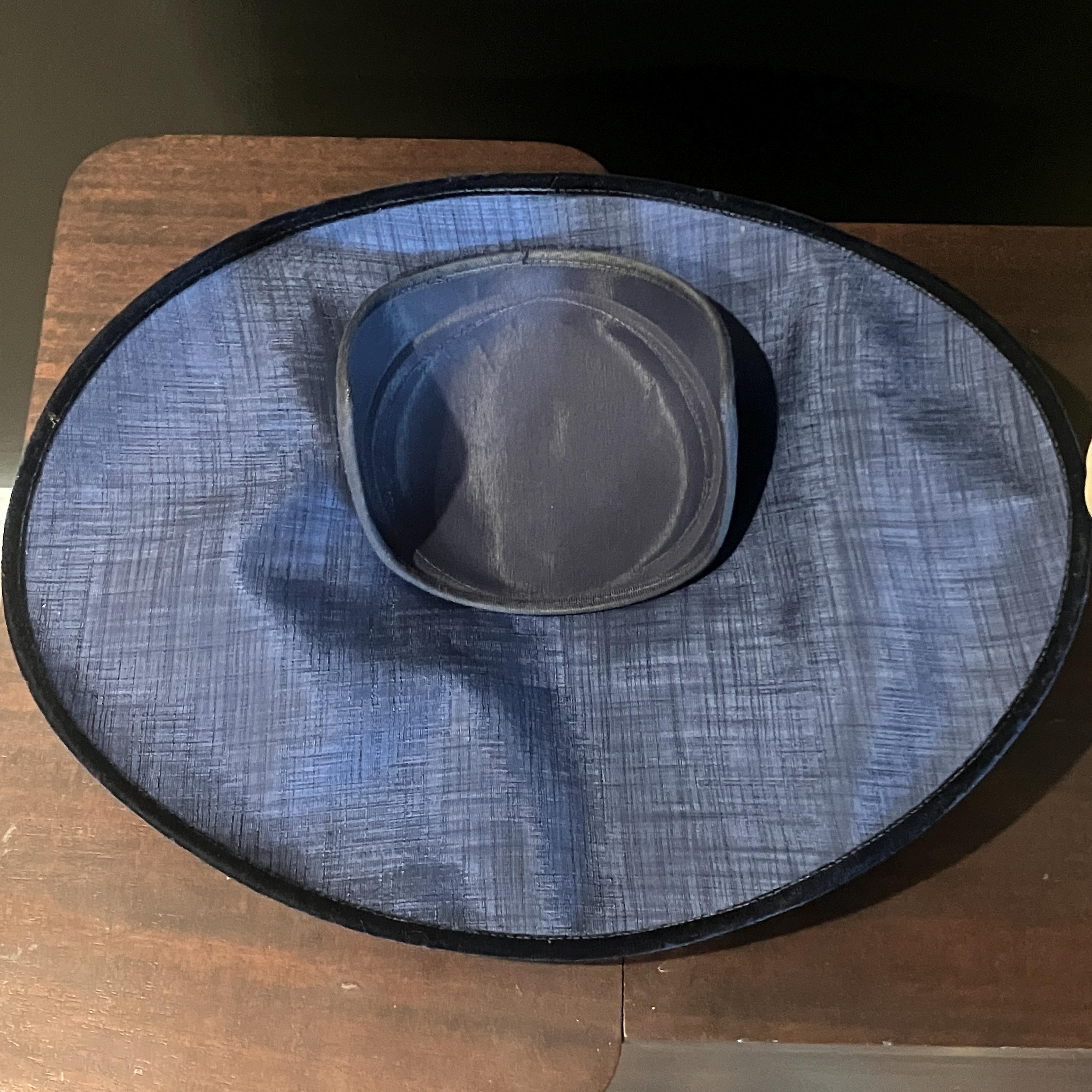 Vintage Navy Blue Handmade Asymmetric Fascinator Hat with Lace & Velvet Accents Vintage Navy Blue Handmade Asymmetric Fascinator Hat With  main image 3