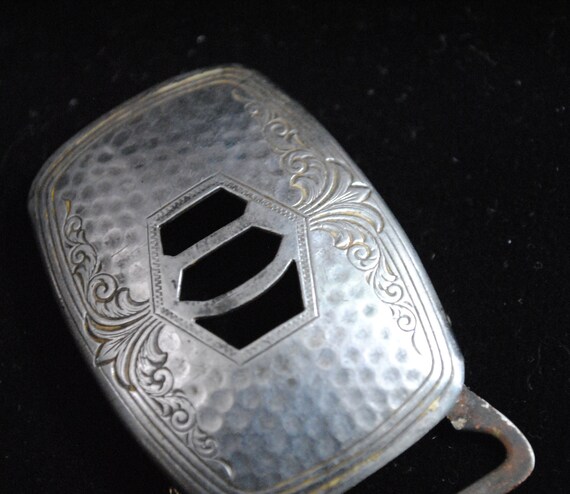 Antique 1920s Silverplated Engraved Art Deco Belt… - image 3