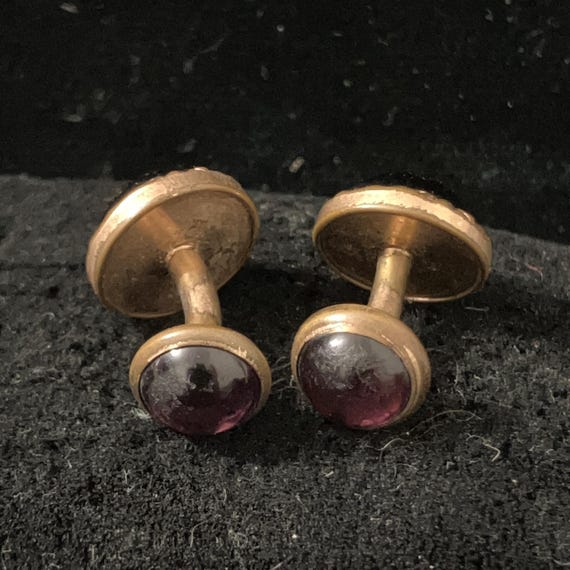 Antique Gold-plated Double-sided Amethyst Glass C… - image 3