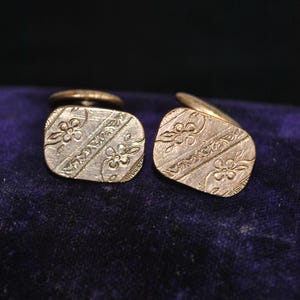Antique Engraved Cufflinks with Floral Design