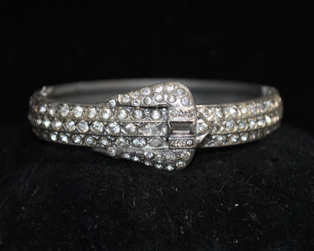 Vintage 1930s Art Deco Paste Rhinestone Buckle-style Bangle With ...