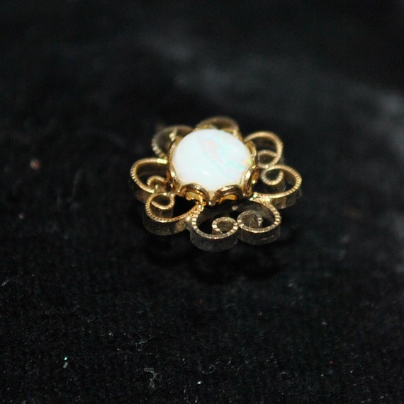 Vintage/Antique 10k Gold & White Opal Stick Pin w… - image 4