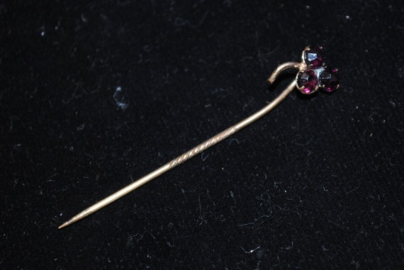 Antique Amethyst Glass Clover Stick / Hat / Scarf… - image 7