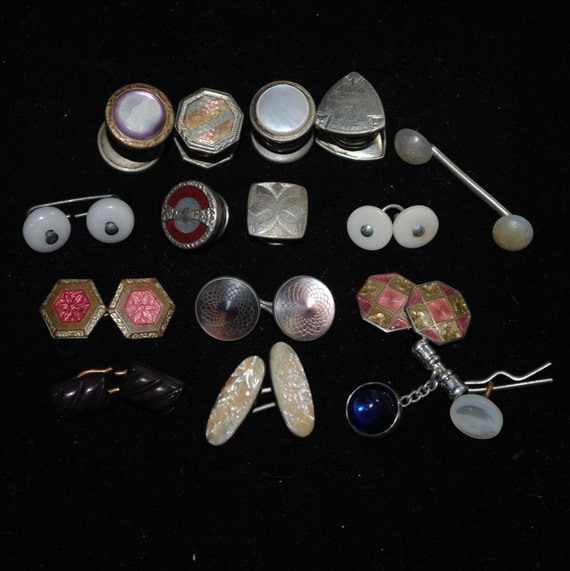 Lot of Assorted Single Antique Art Deco Cufflinks 