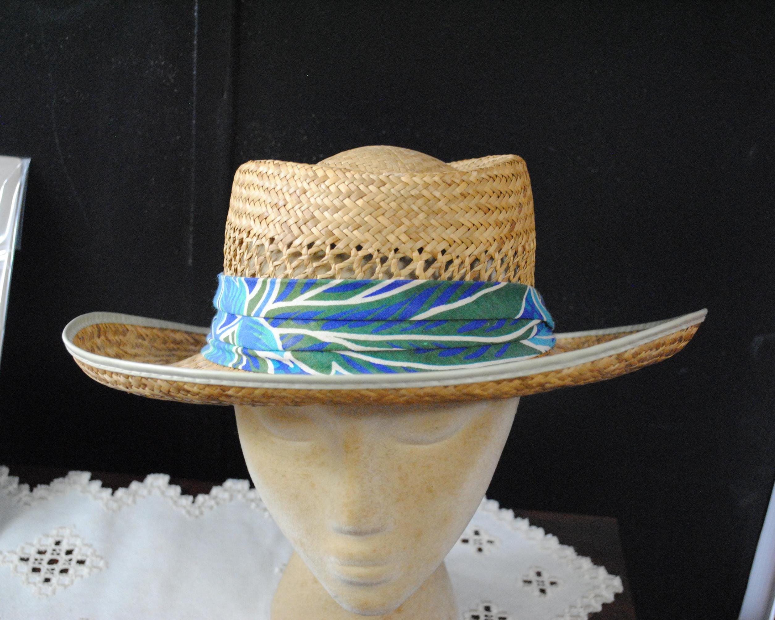 Vintage 1980s Natural Straw Fedora Sun Hat Bloomingdales Italy Silk Paisley Unisex Roma Straw Packable Fedora in Natural/Bronze – Brixton main image 2