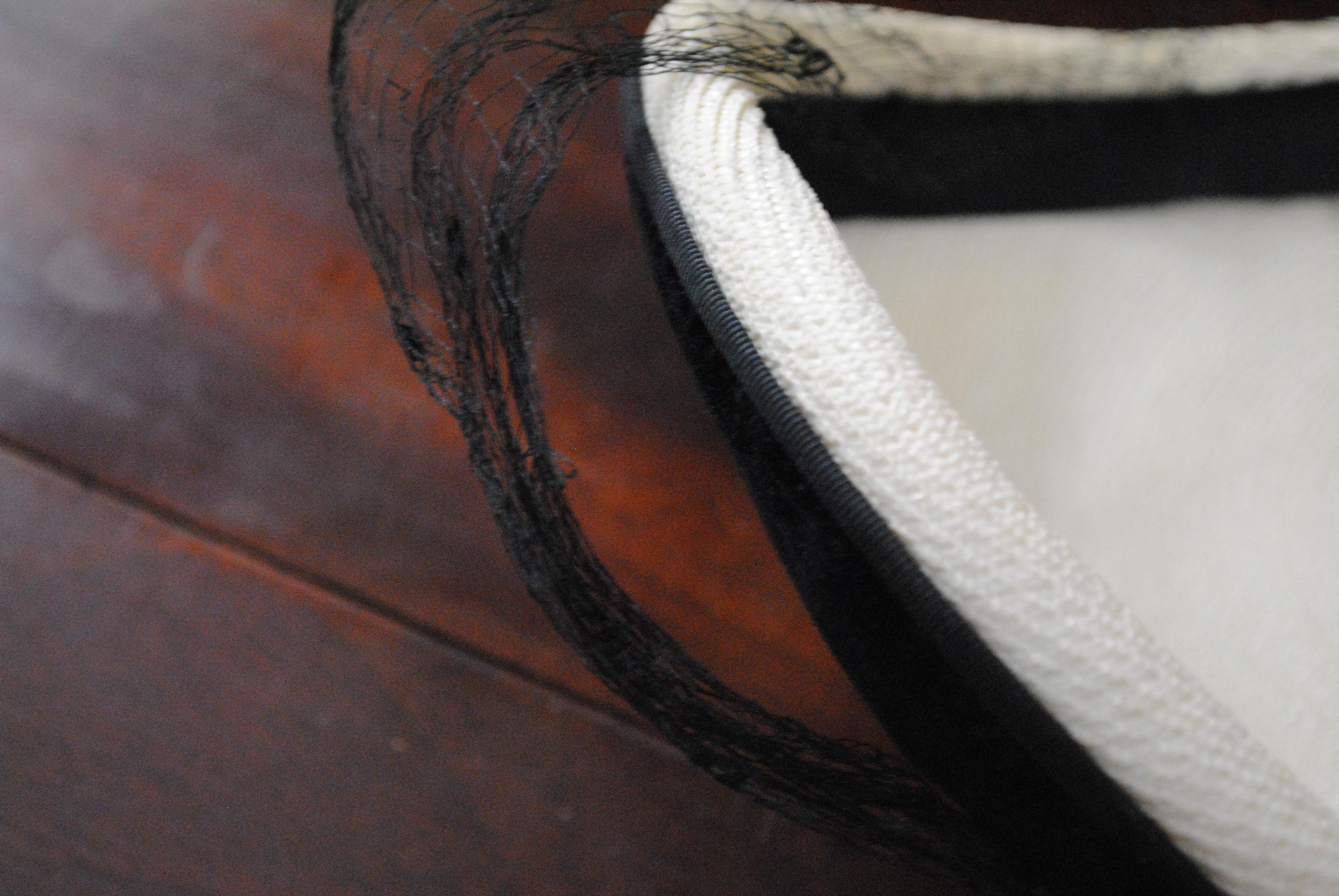 Vintage 1950s Lazarus Beige Straw Hat With Black Velvet Trim  display picture 1