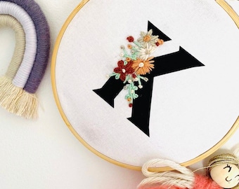 Letter embroidery hoop/ embroidery wall art/ letter embroidery/nursery decor/embroidery designs/baby shower/baby gifts/childrens gift
