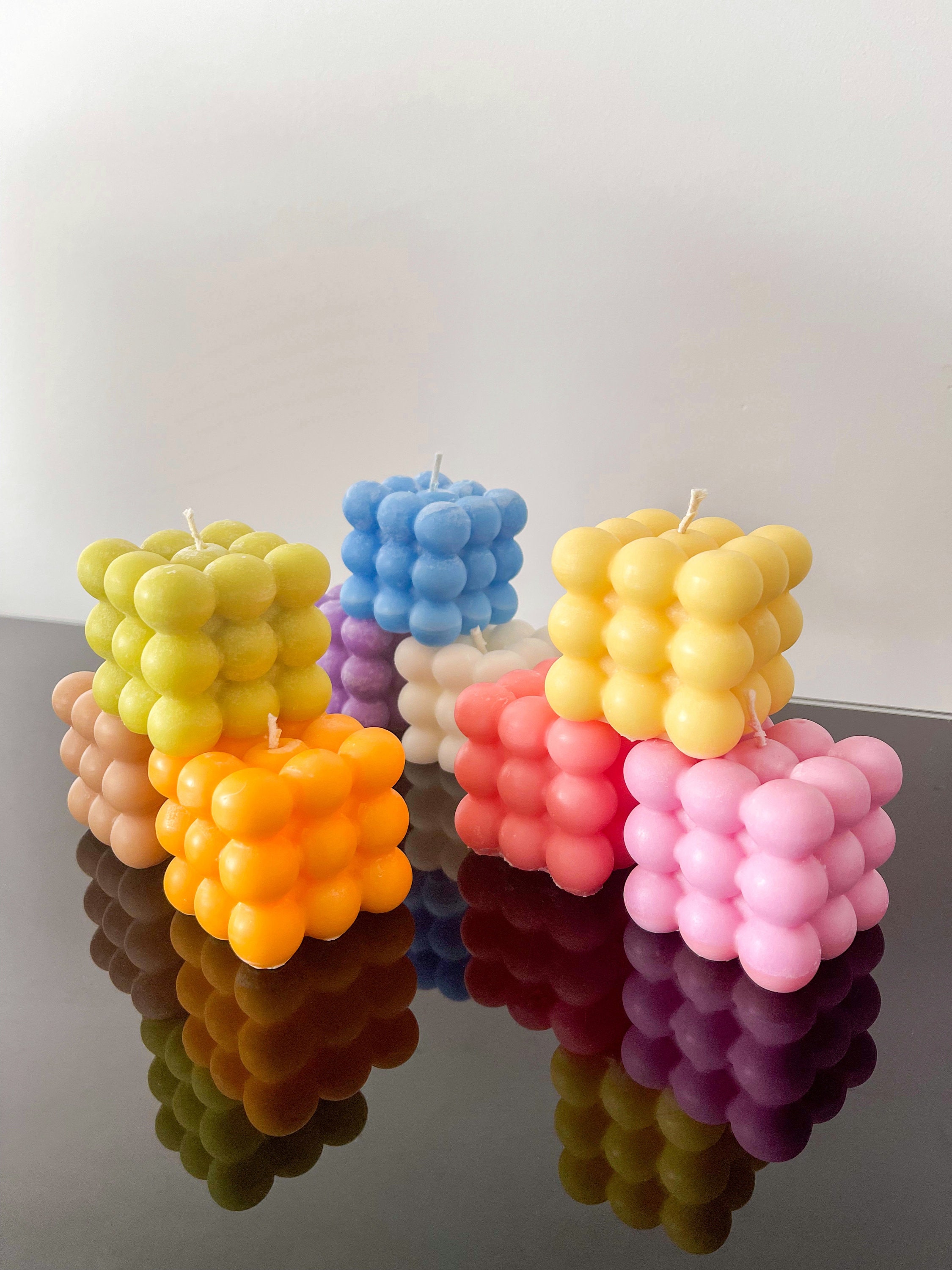 Bougie Parfumée Cube de Bulles en Cire Végétale Colorée